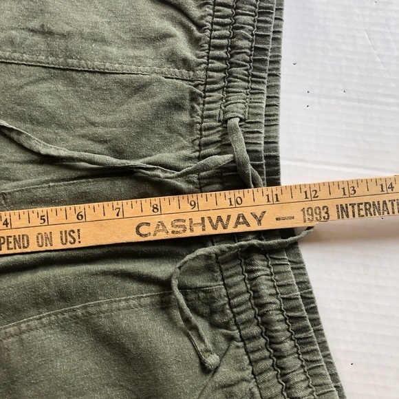 Army  Green Linen Blend Shorts - Picture 6 of 7